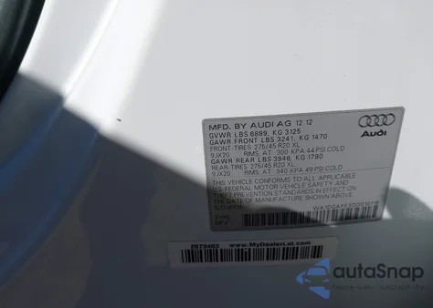 2013 Audi Q7 3.0T S Line Prestige from USA, damaged, VIN WA1DGAFE3DD010116